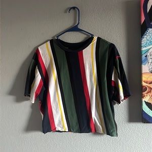 Multicolored Striped cropped t-shirt